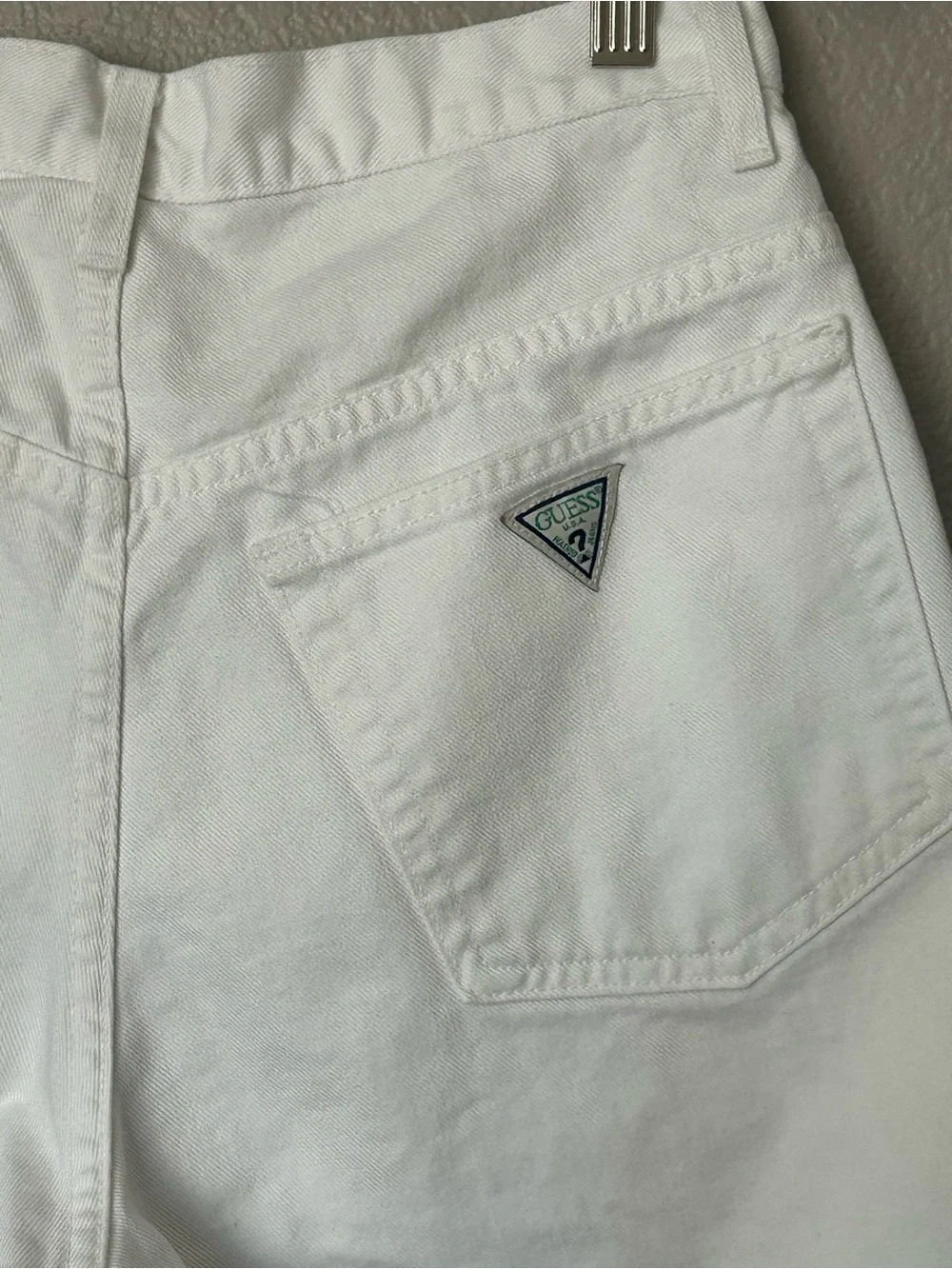 Guess Vintage 1990s White Jean Shorts Cotton Sz 30